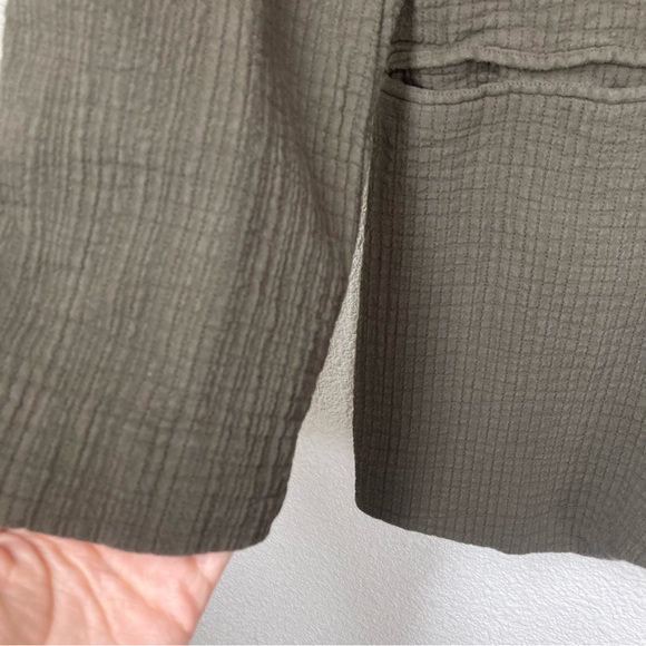 free People Rowan Blazer Gauze Cotton Olive Green Boho Médium Oversize Button Up - Picture 6 of 16